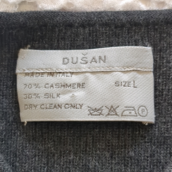 Dusan Cashmere Silk Sweater Mock Neck Pullover Large Gray Long Sleeve - Picture 11 of 11